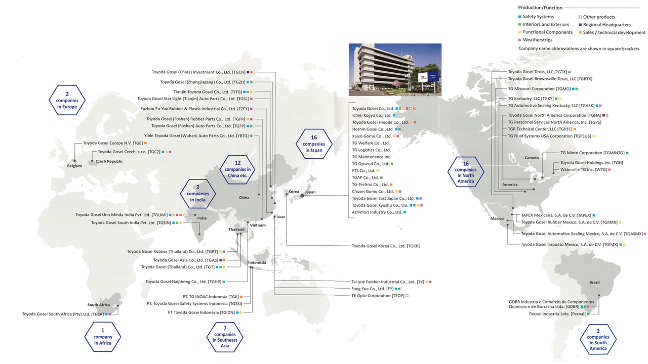 Toyoda Gosei global network map